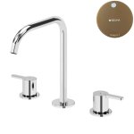 Bruma Leaf Bateria umywalkowa 3-otworowa bez korka, montowana na blacie Sunset 1670028SS