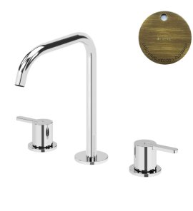 Bruma Leaf Bateria umywalkowa 3-otworowa bez korka, montowana na blacie Old Brass / Vieux Laiton 1670028LE