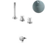 Bruma Leaf Bateria wannowo-natryskowa stojąca z wylewką w przelewie Satinox 1675211ST