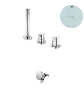 Bruma Leaf Bateria wannowo-natryskowa stojąca z wylewką w przelewie Pure White 1675211PW