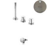 Bruma Leaf Bateria wannowo-natryskowa stojąca z wylewką w przelewie Morning Mist 1675211MM