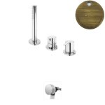 Bruma Leaf Bateria wannowo-natryskowa stojąca z wylewką w przelewie Old Brass / Vieux Laiton 1675211LE