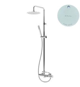 Bruma Leaf Bateria wannowo-natryskowa ścienna z deszczownicą Ø 230 mm Pure White 1672801PW