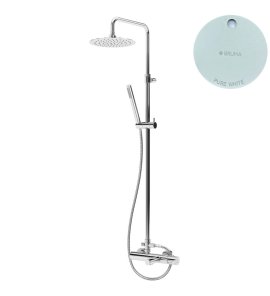 Bruma Leaf Bateria wannowo-natryskowa ścienna z deszczownicą Ø 250 mm Pure White 1672821PW