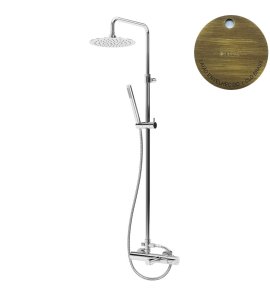 Bruma Leaf Bateria wannowo-natryskowa ścienna z deszczownicą Ø 250 mm Old Brass / Vieux Laiton 1672821LE