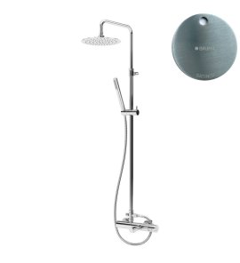 Bruma Leaf Bateria wannowo-natryskowa ścienna z deszczownicą Ø 300 mm Satinox 1672831ST