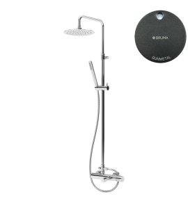 Bruma Leaf Bateria wannowo-natryskowa ścienna z deszczownicą Ø 300 mm Gunmetal 1672831MG