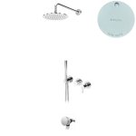 Bruma Leaf Bateria wannowo-natryskowa podtynkowy z deszczownicą Ø 250 mm i wylewką w odpływie Pure White 1673642PW