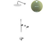 Bruma Leaf Bateria wannowo-natryskowa podtynkowy z deszczownicą Ø 250 mm i wylewką w odpływie Sunrise 1673642SR