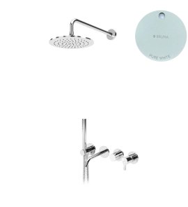 Bruma Leaf Bateria wannowo-natryskowa podtynkowy z deszczownicą Ø 250 mm Pure White 1672400PW