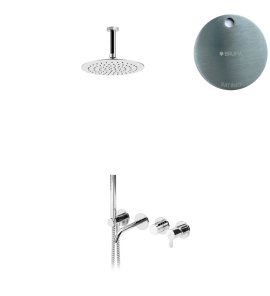 Bruma Leaf Bateria wannowo-natryskowa podtynkowy z deszczownicą sufitową Ø 250 mm Satinox 1672500ST