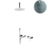 Bruma Leaf Bateria wannowo-natryskowa podtynkowy z deszczownicą sufitową Ø 250 mm Satinox 1672500ST