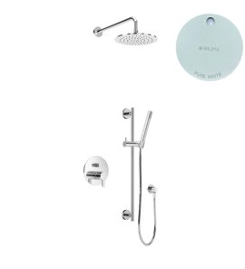 Bruma Leaf Zestaw natryskowa podtynkowy z deszczownicą Ø 250 mm i słuchawką na drążku Pure White 1673741PW