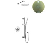 Bruma Leaf Zestaw natryskowa podtynkowy z deszczownicą Ø 250 mm i słuchawką na drążku Sunrise 1673741SR