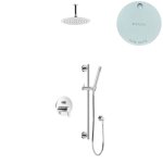Bruma Leaf Zestaw natryskowa podtynkowy z deszczownicą sufitową Ø 250 mm i słuchawką na drążku Pure White 1673745PW