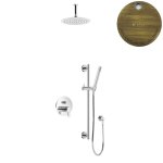 Bruma Leaf Zestaw natryskowa podtynkowy z deszczownicą sufitową Ø 250 mm i słuchawką na drążku Old Brass / Vieux Laiton 1673745LE