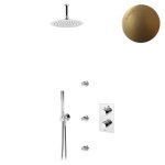 Bruma Leaf Zestaw natryskowy termostatyczny podtynkowy z deszczownicą Ø 250 mm sufitową z dyszami ściennymi Sunrise 1386102SR