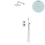 Bruma Leaf Zestaw natryskowy Ø 250 mm termostatyczny podtynkowy z ramieniem ściennym Pure white 1387804PW