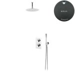 Bruma Leaf Zestaw natryskowy Ø 250 mm termostatyczny podtynkowy z ramieniem sufitowym Gunmetal 1385604MG