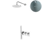 Bruma Leaf Zestaw natryskowy podtynkowy termostatyczny z deszczownicą Ø 250 mm z ramieniem ściennym Satinox 1875931ST