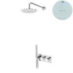 Bruma Leaf Zestaw natryskowy podtynkowy termostatyczny z deszczownicą Ø 250 mm z ramieniem ściennym Pure White 1875931PW