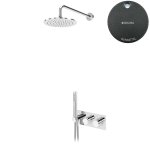 Bruma Leaf Zestaw natryskowy podtynkowy termostatyczny z deszczownicą Ø 250 mm z ramieniem ściennym Gunmetal 1875931MG