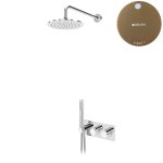 Bruma Leaf Zestaw natryskowy podtynkowy termostatyczny z deszczownicą Ø 250 mm z ramieniem ściennym Sunset 1875931SS
