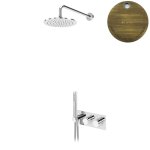 Bruma Leaf Zestaw natryskowy podtynkowy termostatyczny z deszczownicą Ø 250 mm z ramieniem ściennym Old Brass / Vieux Laiton 1875931LE