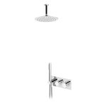 Bruma Leaf Zestaw natryskowy podtynkowy termostatyczny z deszczownicą Ø 250 mm z ramieniem sufitowym Chrom 1874031CR