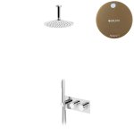 Bruma Leaf Zestaw natryskowy podtynkowy termostatyczny z deszczownicą Ø 250 mm z ramieniem sufitowym Sunset 1874031SS