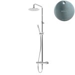 Bruma Leaf Zestaw prysznicowy ścienny z regulowaną wysokością deszczownicy Ø 250 mm Satinox 1676521ST