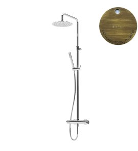 Bruma Leaf Zestaw prysznicowy ścienny z regulowaną wysokością deszczownicy Ø 250 mm Old Brass / Vieux Laiton 1676521LE