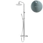 Bruma Leaf Zestaw prysznicowy ścienny z regulowaną wysokością deszczownicy Ø 300 mm Satinox 1676531ST