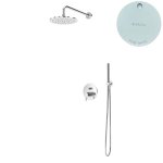 Bruma Leaf Zestaw prysznicowy podtynkowy z deszczownicą ścienna Ø 230 mm i słuchawką Pure White 1677201PW