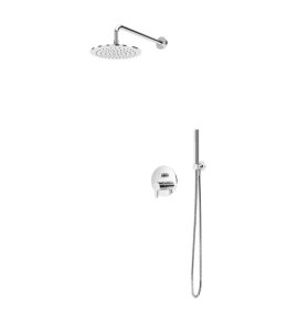 Bruma Leaf Zestaw prysznicowy podtynkowy z deszczownicą ścienna Ø 250 mm i słuchawką Chrom 1677221CR