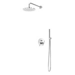 Bruma Leaf Zestaw prysznicowy podtynkowy z deszczownicą ścienna Ø 250 mm i słuchawką Chrom 1677221CR