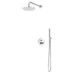 Bruma Leaf Zestaw prysznicowy podtynkowy z deszczownicą ścienna Ø 250 mm i słuchawką Chrom 1677222CR
