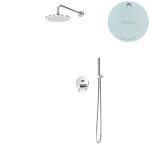 Bruma Leaf Zestaw prysznicowy podtynkowy z deszczownicą ścienna Ø 300 mm i słuchawką Pure White 1677231PW
