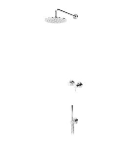 Bruma Leaf Zestaw prysznicowy podtynkowy z deszczownicą ścienną Ø 230 mm ze słuchawką Chrom 1673602CR