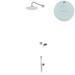 Bruma Leaf Zestaw prysznicowy podtynkowy z deszczownicą ścienną Ø 250 mm ze słuchawką Pure White 1673604PW