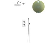 Bruma Leaf Zestaw prysznicowy podtynkowy z deszczownicą Ø 250 mm i ramieniem ściennym i słuchawką Sunrise 1387804SR