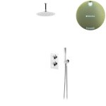 Bruma Leaf Zestaw prysznicowy podtynkowy z deszczownicą Ø 250 mm z ramieniem sufitowym i słuchawką Sunrise 1385604SR