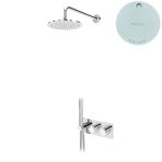 Bruma Leaf Zestaw prysznicowy podtynkowy z deszczownicą Ø 230 mm i ramieniem ściennym i słuchawką Pure White 1875911PW