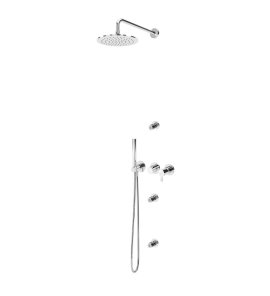 Bruma Leaf Zestaw prysznicowy podtynkowy z deszczownicą ścienną Ø 250 mm i 3 dysze podtynkowe Chrom 1673634CR