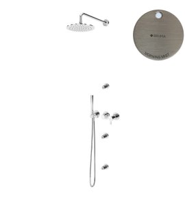 Bruma Leaf Zestaw prysznicowy podtynkowy z deszczownicą ścienną Ø 250 mm i 3 dysze podtynkowe Morning Mist 1673634MM