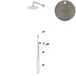 Bruma Leaf Zestaw prysznicowy podtynkowy z deszczownicą ścienną Ø 250 mm i 3 dysze podtynkowe Morning Mist 1673634MM