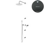 Bruma Leaf Zestaw prysznicowy podtynkowy z deszczownicą ścienną Ø 250 mm i 3 dysze podtynkowe Gunmetal 1673634MG