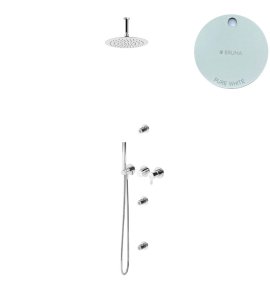 Bruma Leaf Zestaw prysznicowy podtynkowy z deszczownicą Ø 250 mm i 3 dysze podtynkowe Pure White 1673733PW