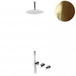 ---Bruma Leaf2 Bateria natryskowa podtynkowa z deszczownicą Ø 250 sufitową Sunrise PVD 1675822PR