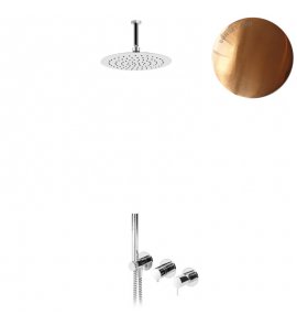 ---Bruma Leaf2 Bateria natryskowa podtynkowa z deszczownicą Ø 250 sufitową Sunset PVD 1675822PS